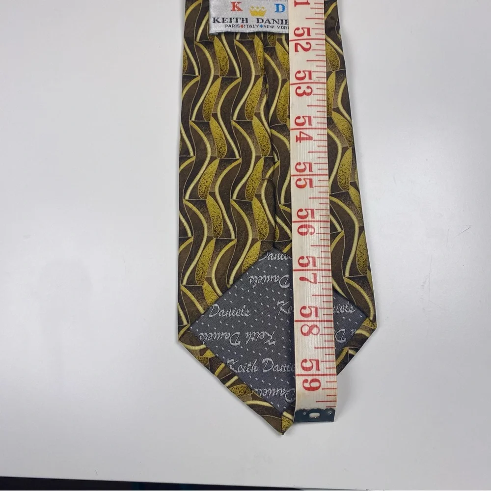 Kieth‎ Daniels Wavy Brown & Gold Silk Tie